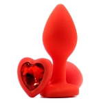Силиконовая втулка со стразой сердцем Heart Plug Red-Red 7,5см*2,8см