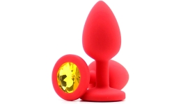 Силиконовая пробка с камнем Small Butt Plug Red-Sunny 7см*2,7см