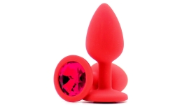 Силиконовая пробка с камнем Small Butt Plug Red-Barbie 7см*2,7см