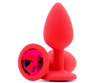 Силиконовая пробка с камнем Small Butt Plug Red-Barbie 7см*2,7см