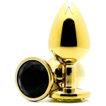Анальная пробка с кристаллом Gold Butt Plug Large Black
