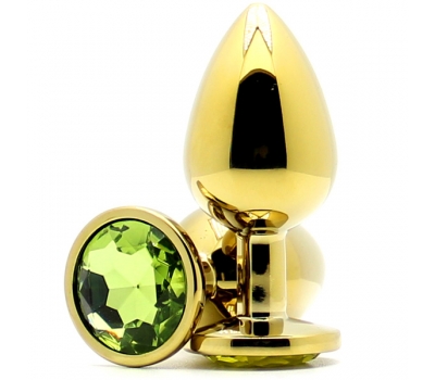 Анальная пробка с кристаллом Gold Butt Plug Large Green
