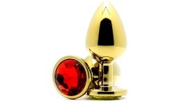 Анальная пробка с кристаллом Gold Butt Plug Large Ruby