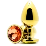Анальная пробка с кристаллом Gold Butt Plug Large Orange