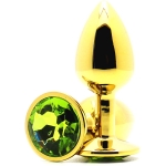 Золотая анальная пробка Butt Plug Gold - Light Green 7см*2,8см
