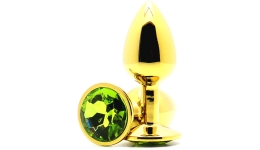 Золотая анальная пробка Butt Plug Gold - Light Green 7см*2,8см