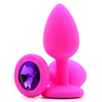Силиконовая пробка с камнем Small Butt Plug Pink-Purple 7см*2,7см