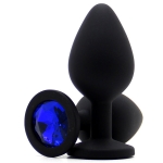 Силиконовая пробка с камнем Medium Butt Plug Black-Blue 8см*3,5см