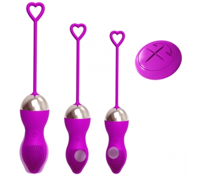 Набор виброяйцо с ДУ + 2 вагинальных шарика Jumping Eggs Purple