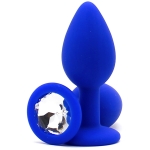 Силиконовая пробка с камнем Small Butt Plug Blue-Clear 7*2,7см