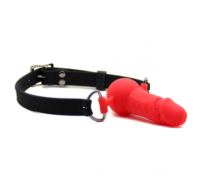 Силиконовый кляп - шар с фаллосом Easy Toy Red 3,8см