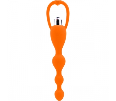 Анальная вибро-цепочка Silicone Beads Neon-Orange
