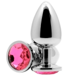 Анальная пробка с кристаллом Butt Plug Large Silver-Pink 9,6см*4см