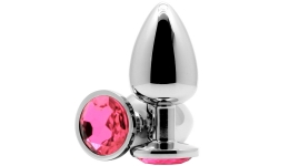 Анальная пробка с кристаллом Butt Plug Large Silver-Pink 9,6см*4см