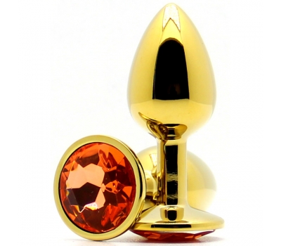 Золотая анальная пробка Butt Plug Gold-Amber