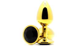 Золотая анальная пробка Butt Plug Gold - Black 7см*2,8см