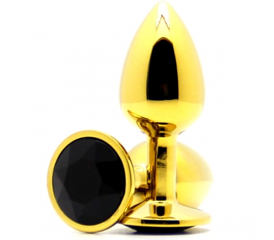 Золотая анальная пробка Butt Plug Gold-Black