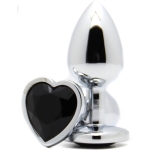Анальная пробка с кристаллом Butt Plug Heart - Black 7см*2,8см
