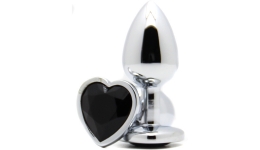 Анальная пробка с кристаллом Butt Plug Heart - Black 7см*2,8см