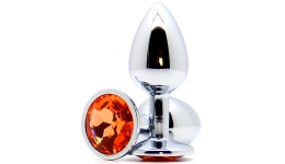 Анальное украшение Butt Plug Silver-Amber 7см*2,8см