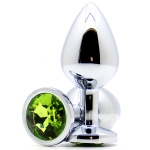 Анальная пробка с кристаллом Butt Plug Medium Silver-Light Green 8см*3,4см