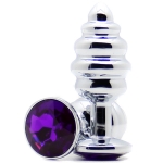 Анальное украшение Ribber Butt Plug Purple 7см*3см