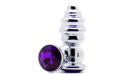 Анальное украшение Ribber Butt Plug Purple 7см*3см